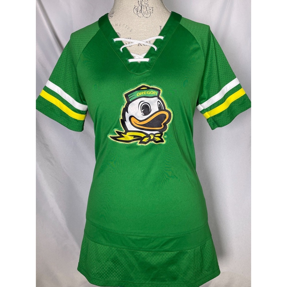 Oregon Ducks NCAA Green Lace Neck Football Jersey Top Women's LARGE